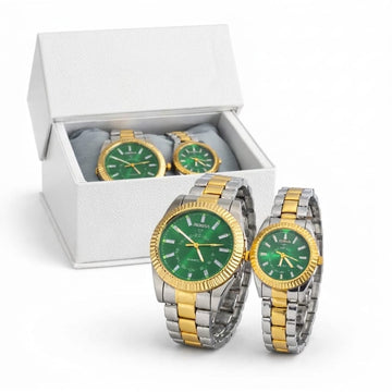 Luxury Royal Emerald Couple Watch Set - Premium Quartz Collection